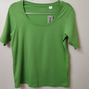 Chico’s Harmen Cotton Blend Elbow Tee Green Size 8
